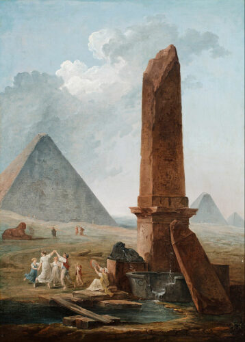 Farandole au milieu de monuments égyptiens © musée d'Art classique de Mougins